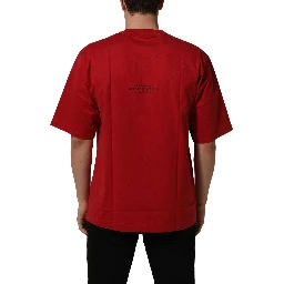 Red Cotton Graphic Print Crew Neck T-shirt