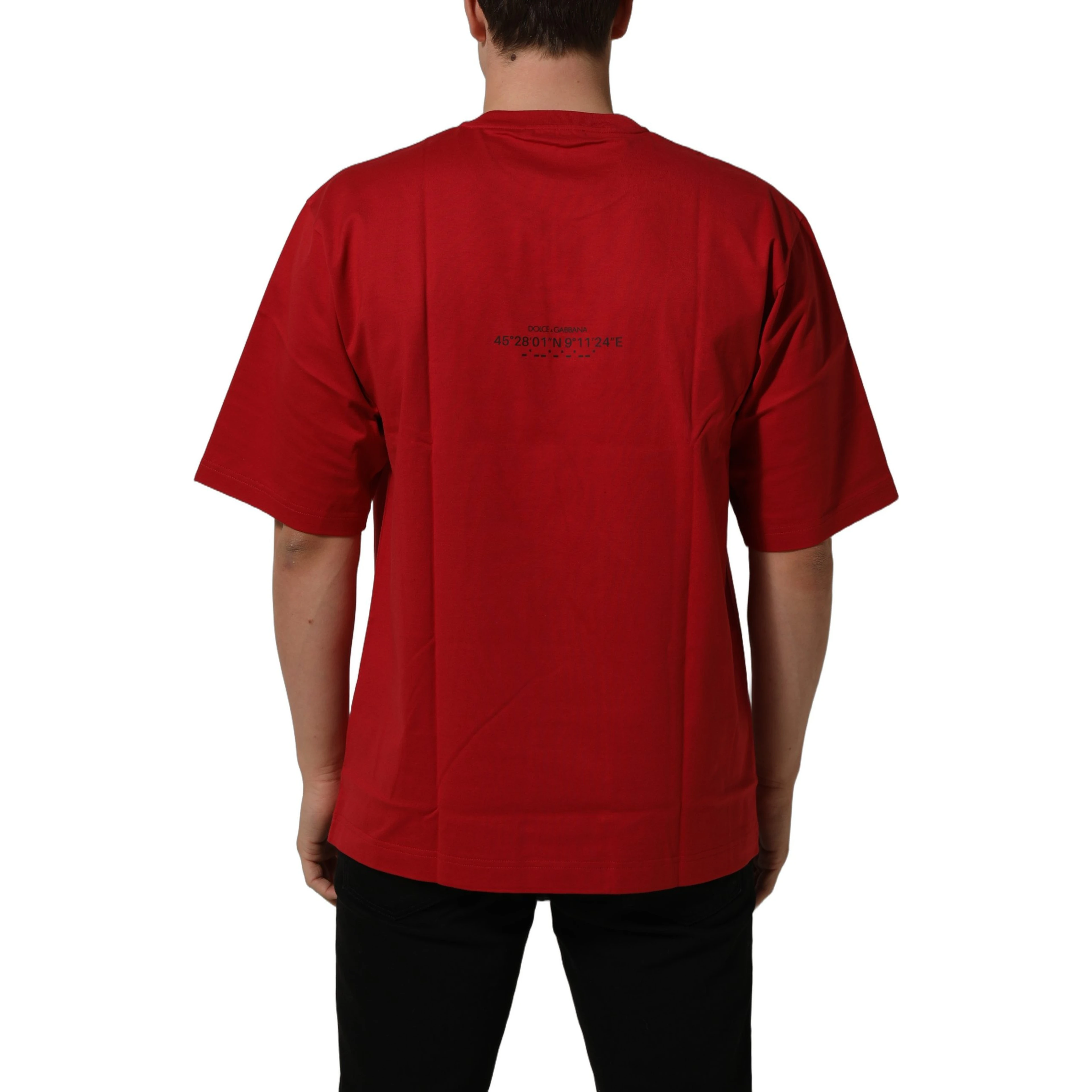 Red Cotton Graphic Print Crew Neck T-shirt