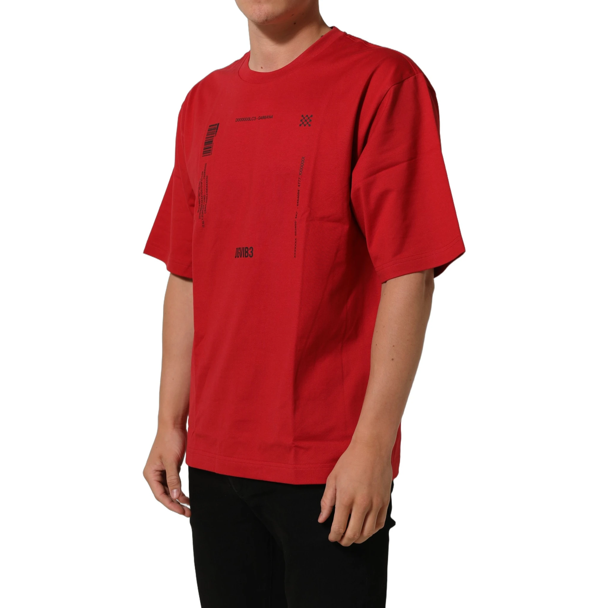 Red Cotton Graphic Print Crew Neck T-shirt