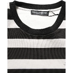 Black White Stripes Cotton Sleeveless T-shirt