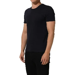 Black Cotton Short Sleeves Crew Neck T-shirt