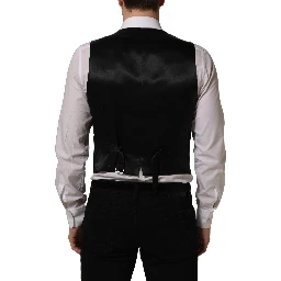 Black Wool Blend Waistcoat Formal Dress Vest