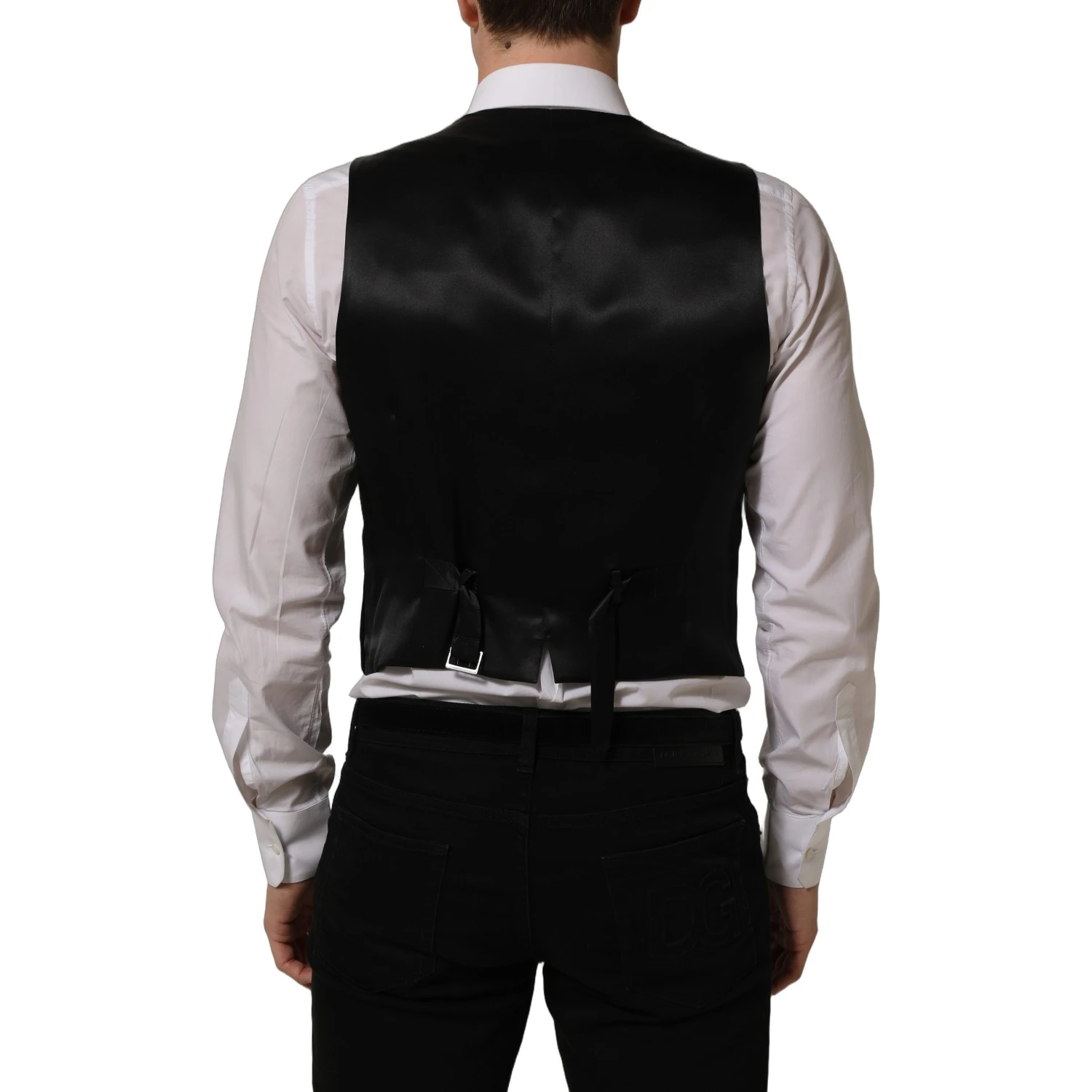 Black Wool Blend Waistcoat Formal Dress Vest