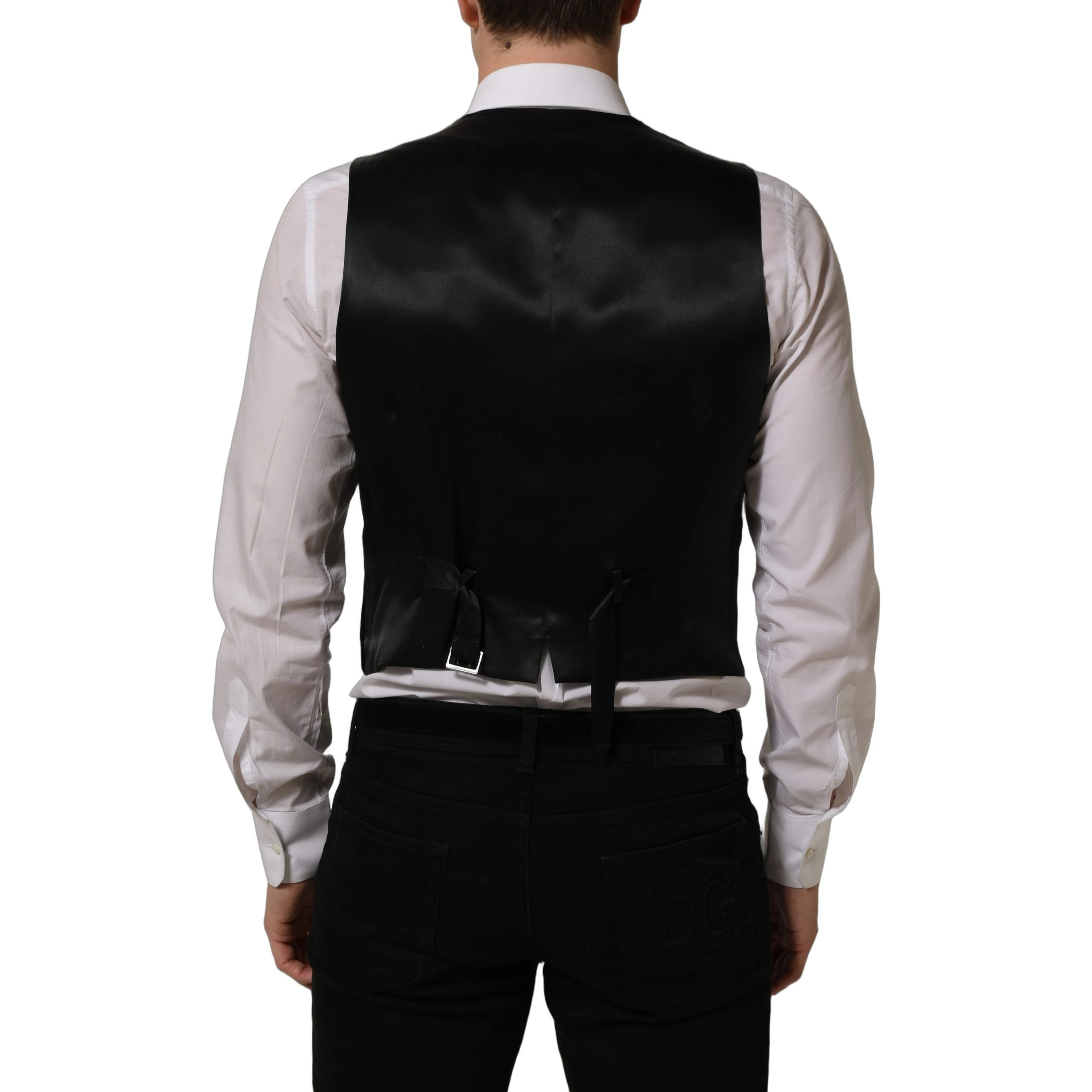 Black Wool Blend Waistcoat Formal Dress Vest