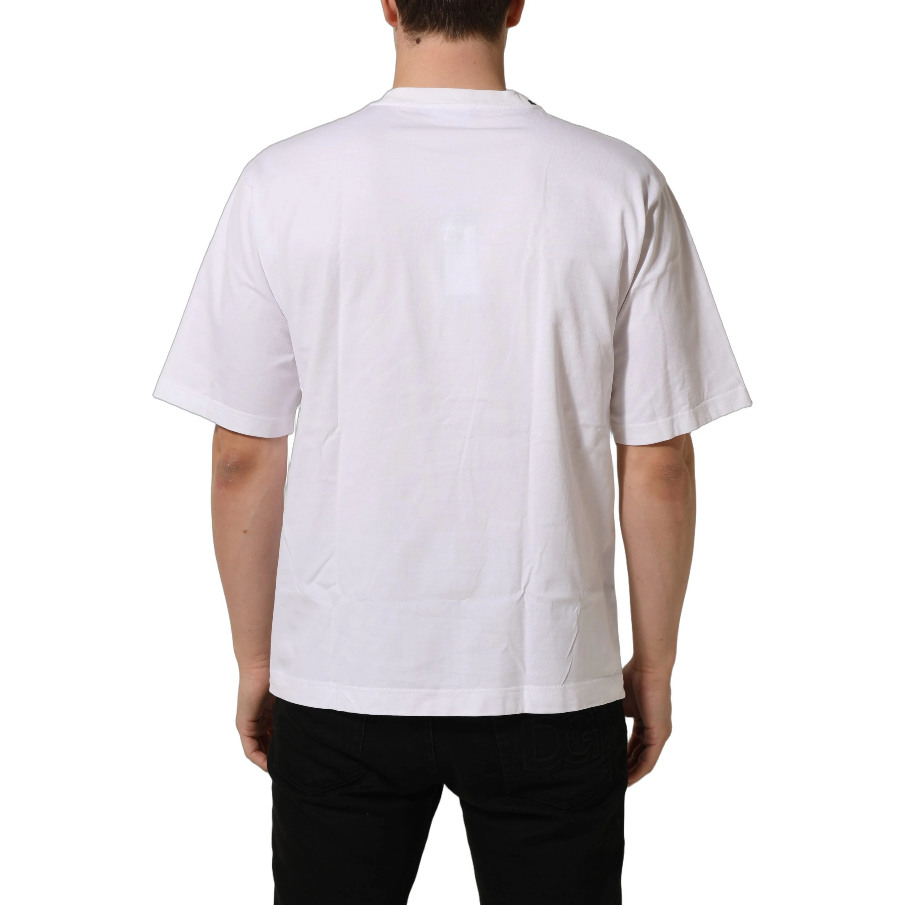 White Cotton Logo Plaque Crew Neck T-shirt