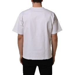 White Cotton Short Sleeves Crew Neck T-shirt