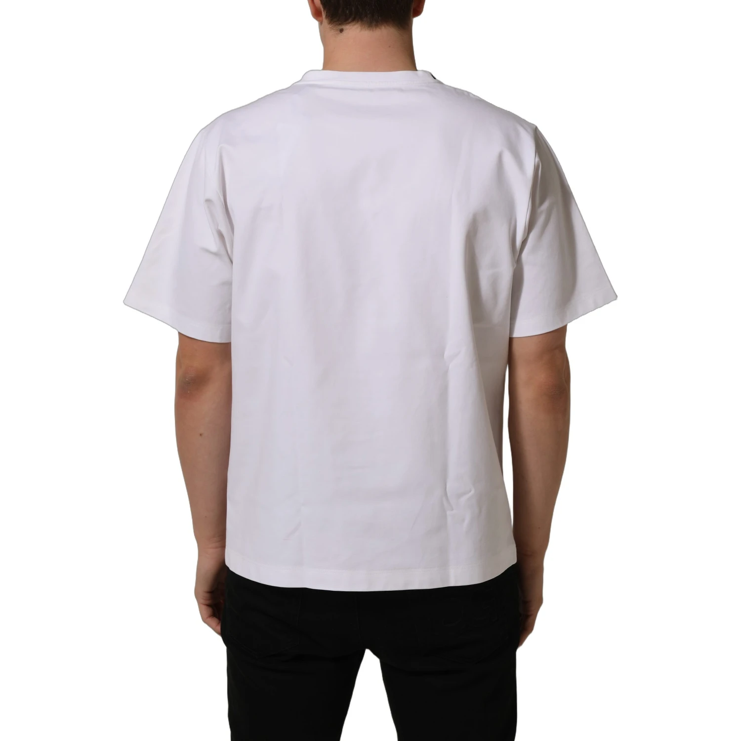 White Cotton Short Sleeves Crew Neck T-shirt