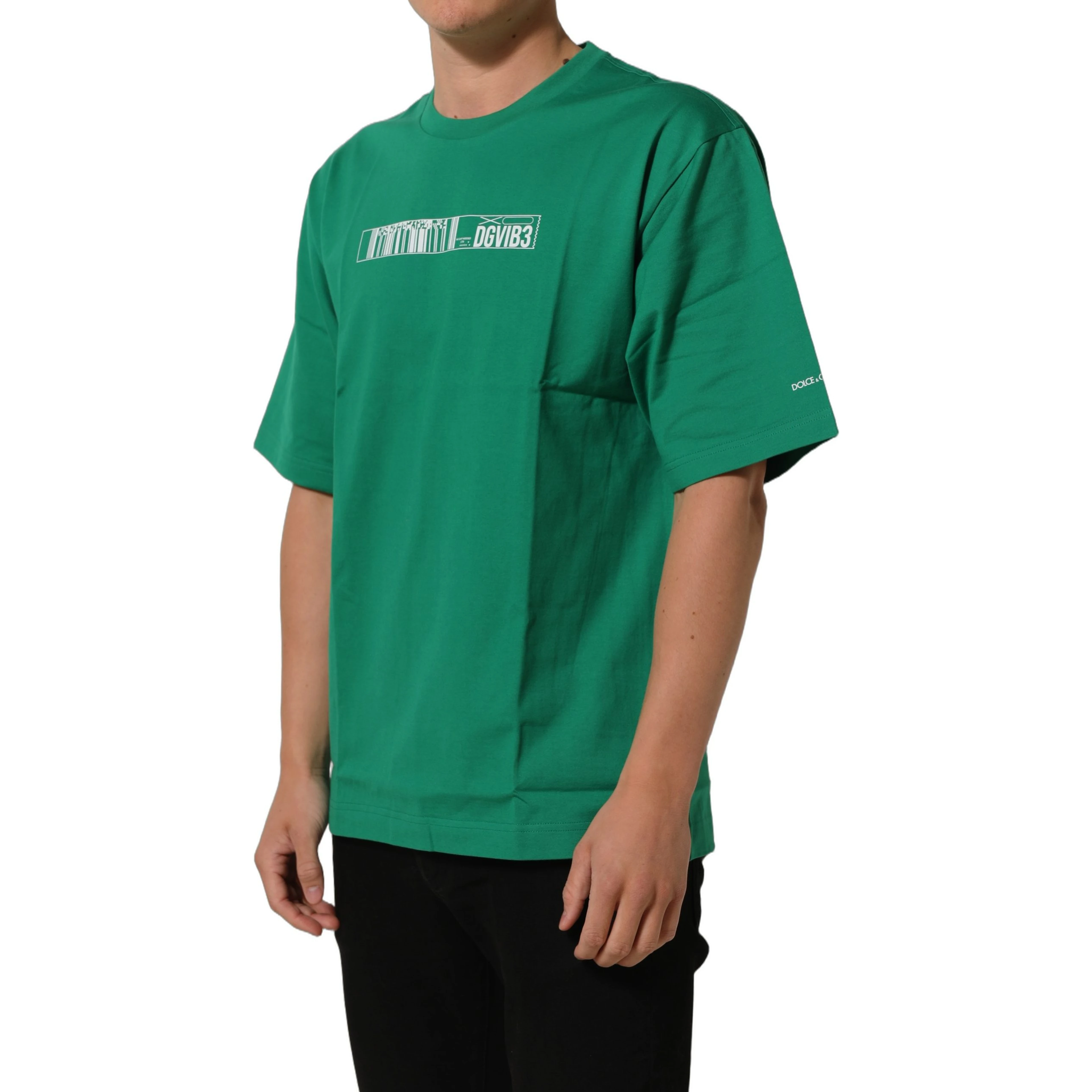 Green Cotton DGVIB3 Print Crew Neck T-shirt