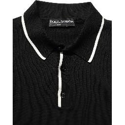 Black Cotton Collared Short Sleeves Polo T-shirt