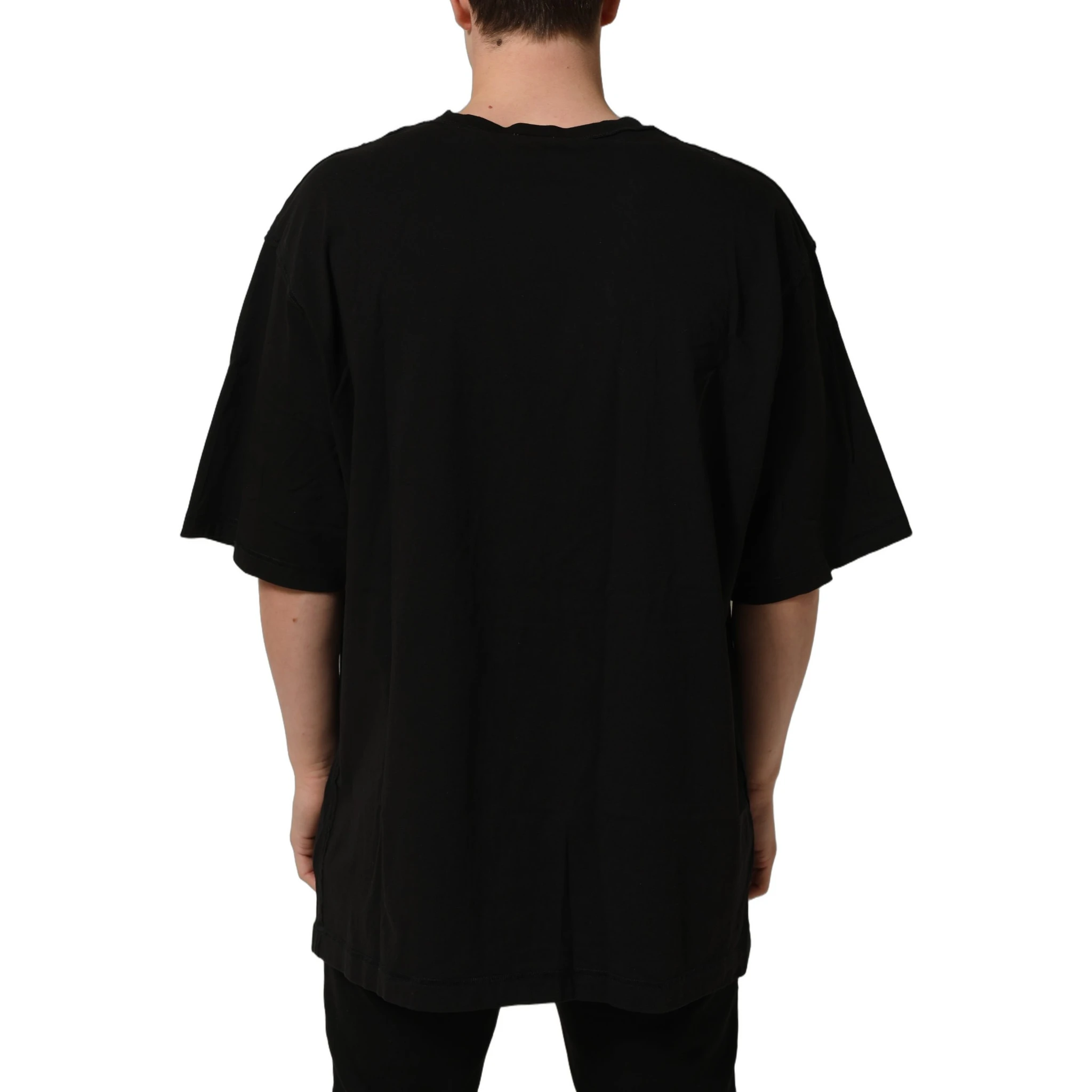 Black Cotton Short Sleeves CrewNeck T-shirt
