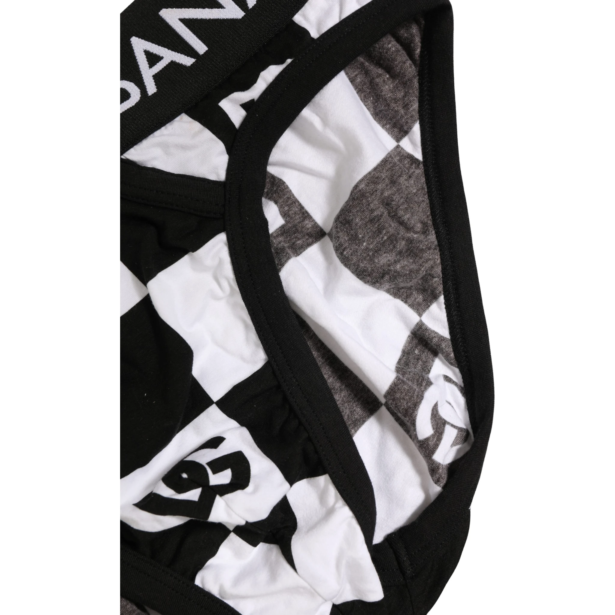 Black White Logo Checkered Midi Brief Underwear