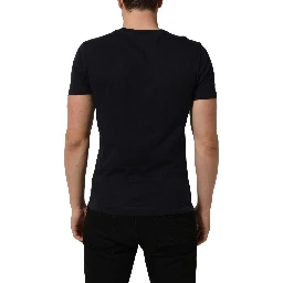 Black Cotton Short Sleeves Crew Neck T-shirt