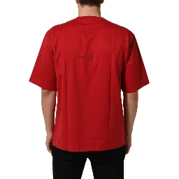 Red Cotton Graphic Print Crew Neck T-shirt