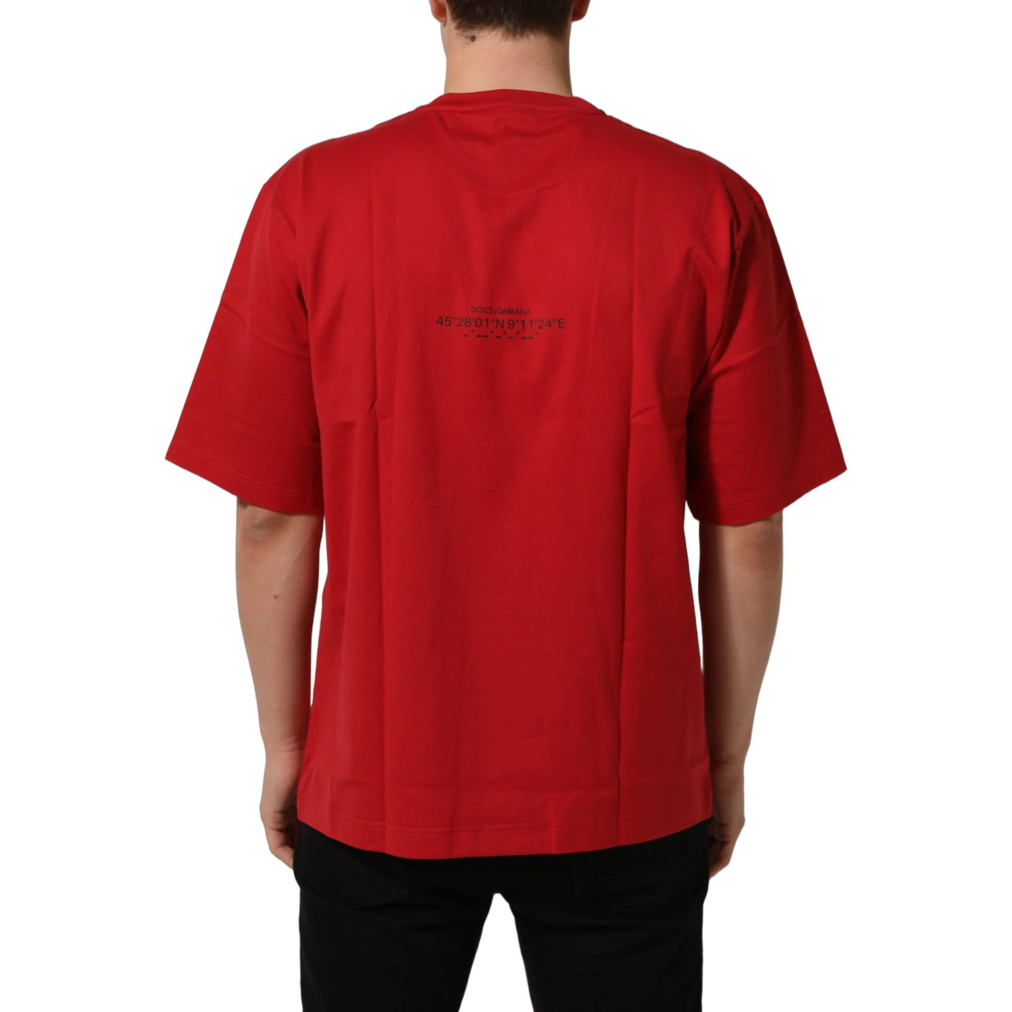 Red Cotton Graphic Print Crew Neck T-shirt