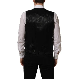 Black Wool Stretch Waistcoat Formal Vest