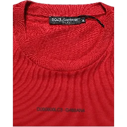 Red Cotton Graphic Print Crew Neck T-shirt