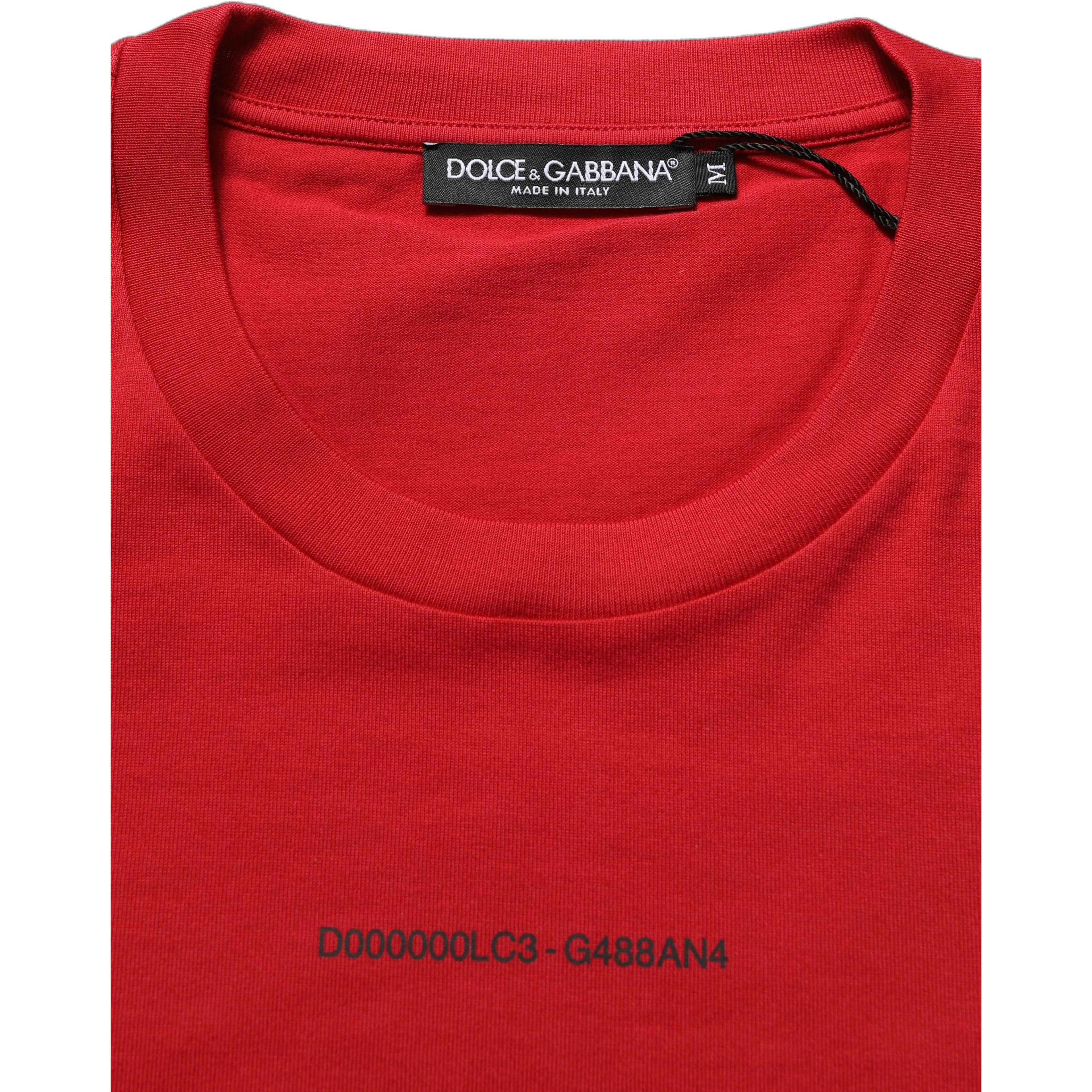 Red Cotton Graphic Print Crew Neck T-shirt