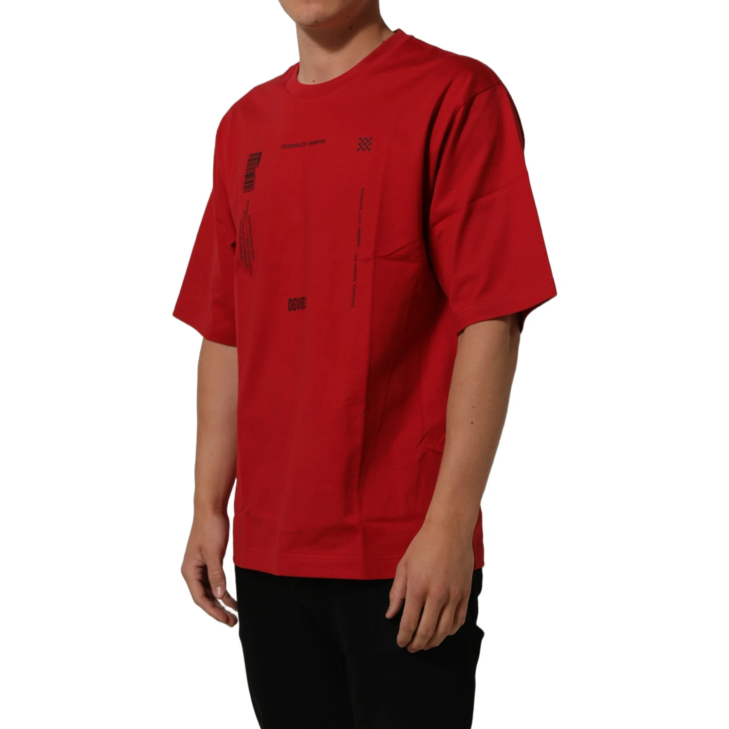 Red Cotton Graphic Print Crew Neck T-shirt