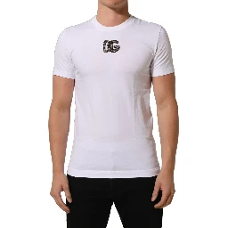 White DG Logo Cotton Crew Neck Men T-shirt
