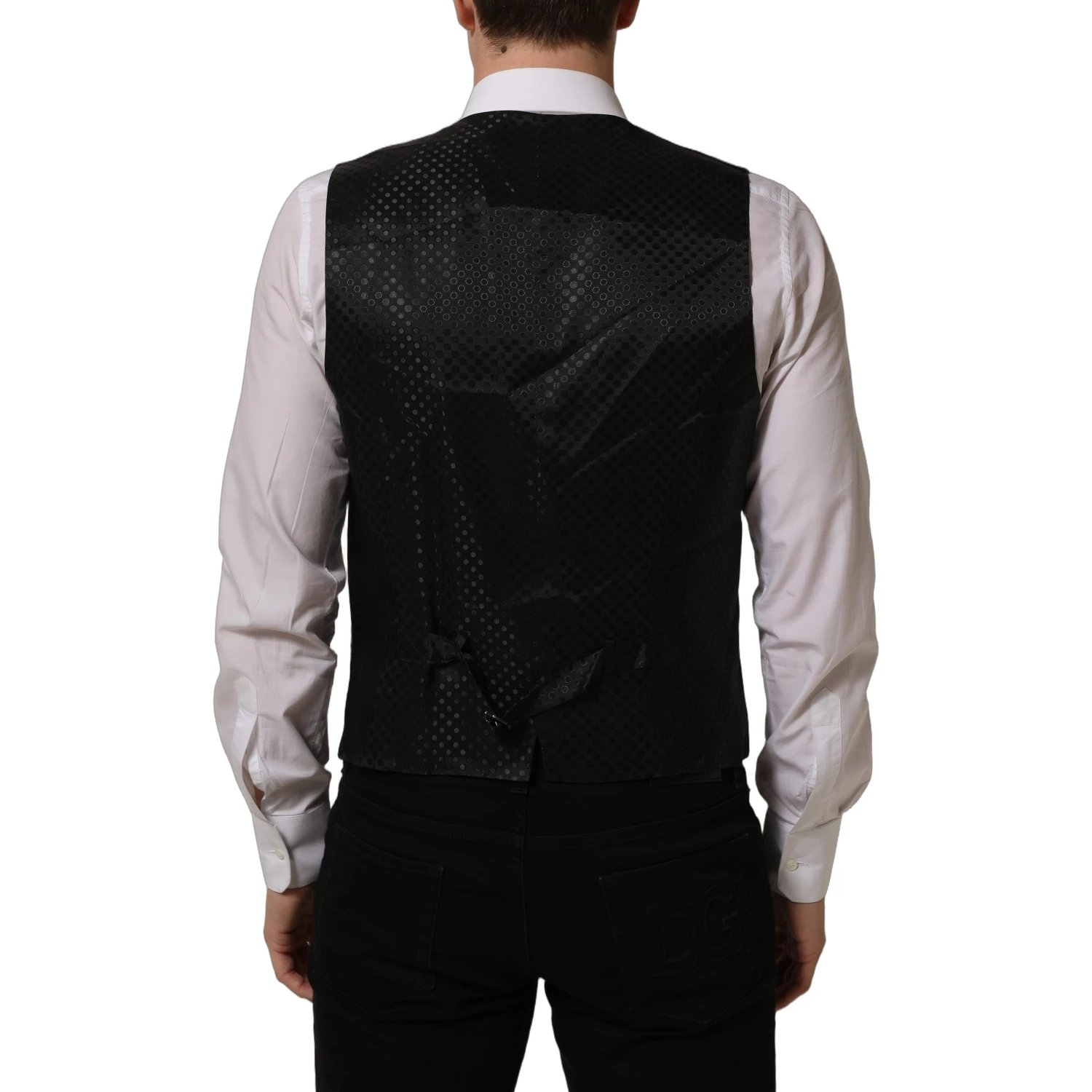 Black Wool Stretch Waistcoat Formal Dress Vest