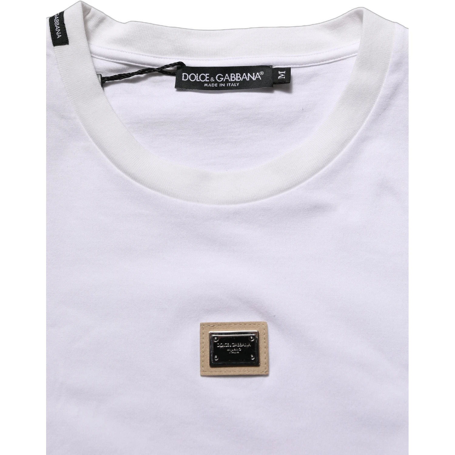 White Cotton Logo Plaque Crew Neck T-shirt