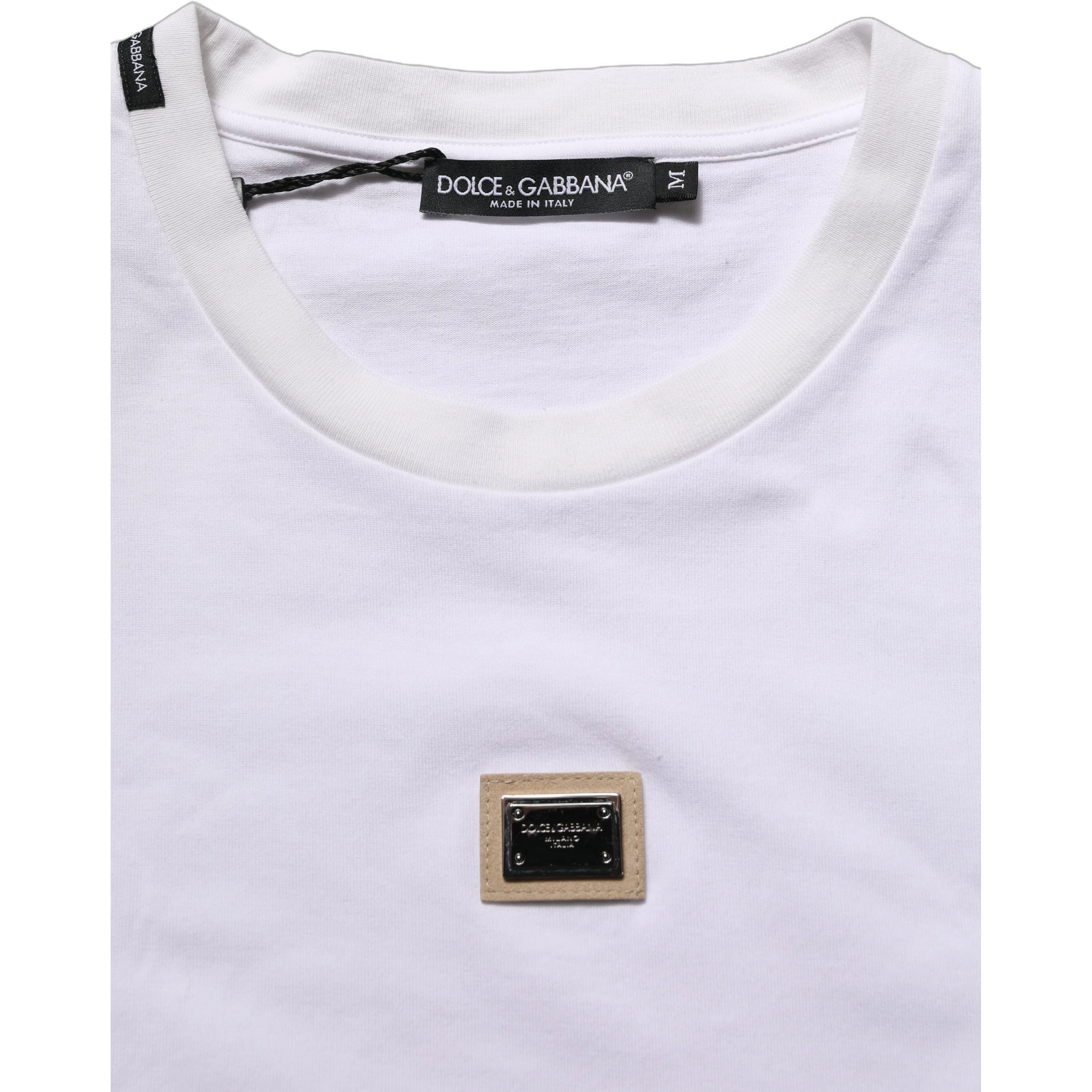 White Cotton Logo Plaque Crew Neck T-shirt