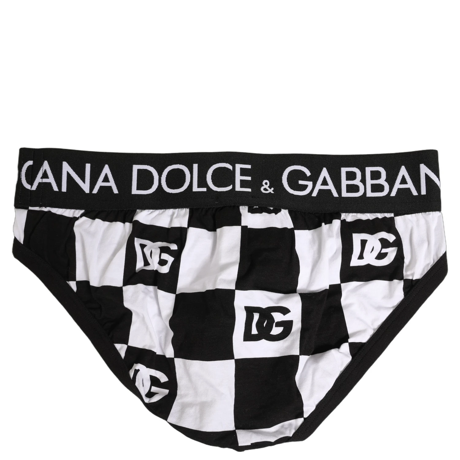 Black White Logo Checkered Midi Brief Underwear