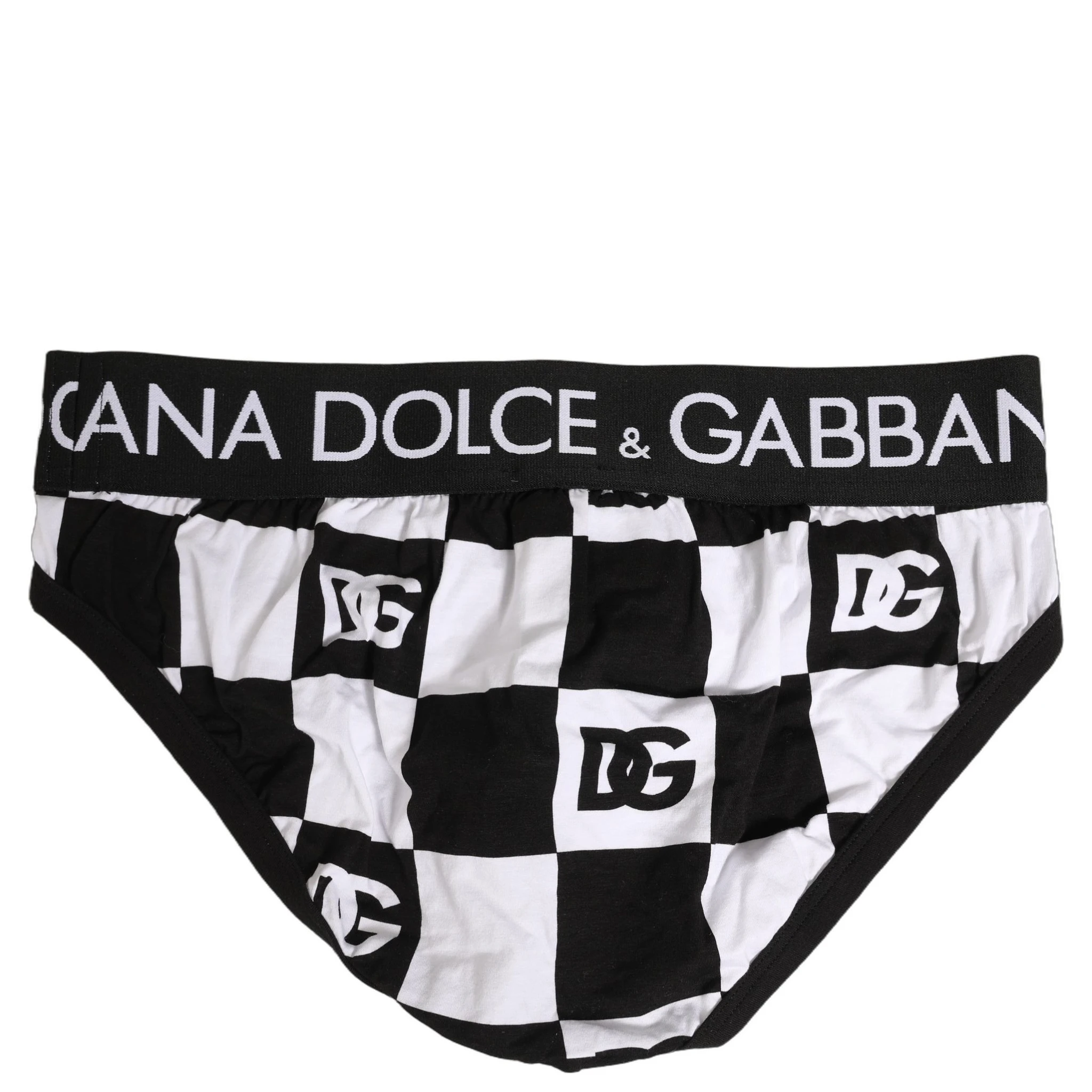 Black White Logo Checkered Midi Brief Underwear