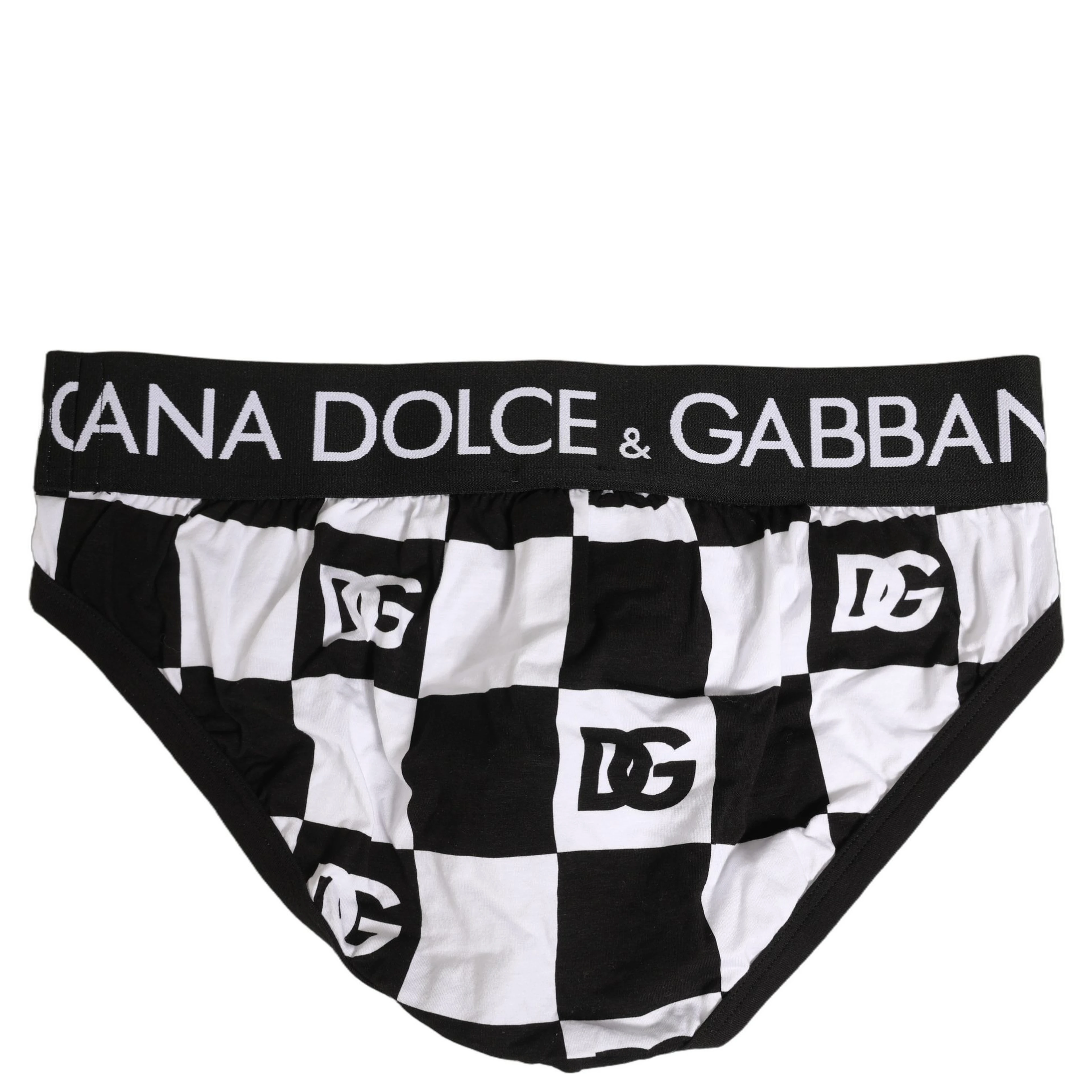 Black White Logo Checkered Midi Brief Underwear