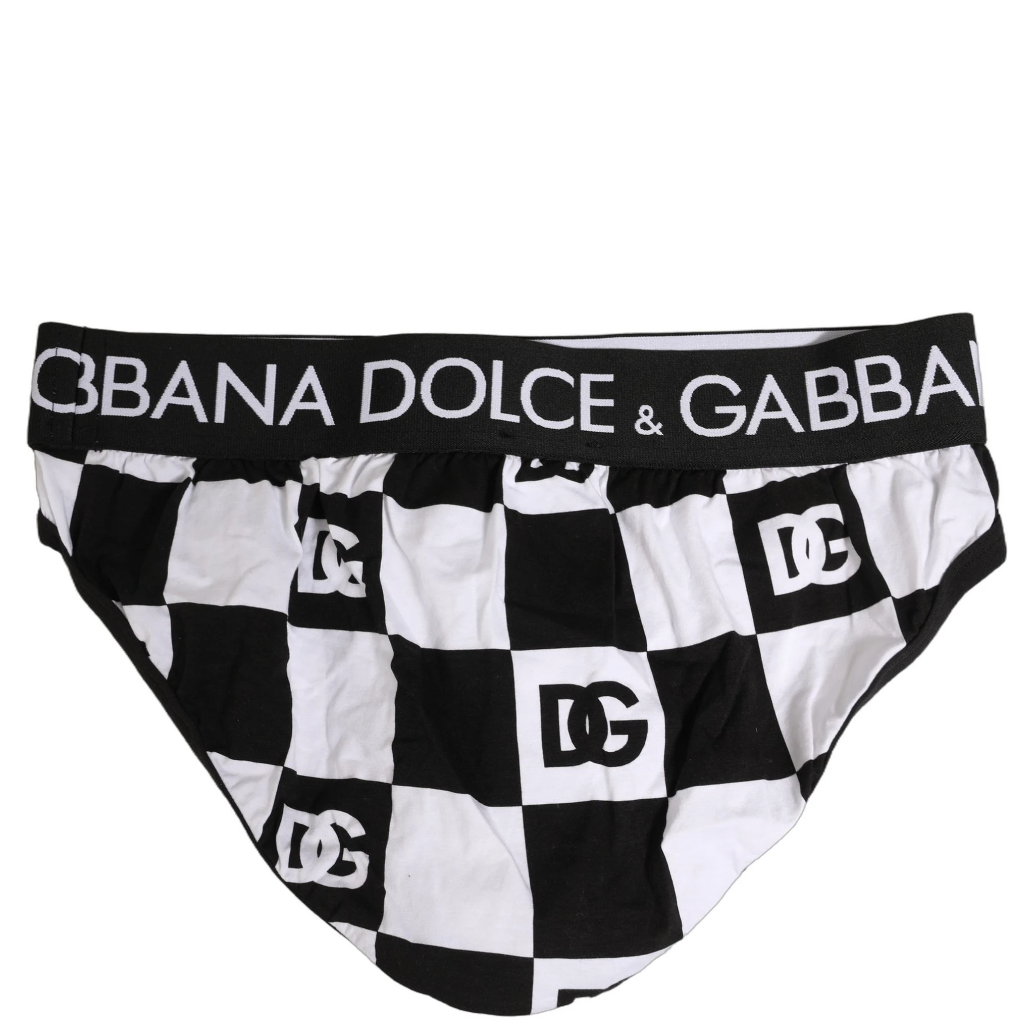 Black White Logo Checkered Midi Brief Underwear