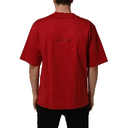 Red Cotton Graphic Print Crew Neck T-shirt