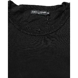 Black Cotton Short Sleeves CrewNeck T-shirt