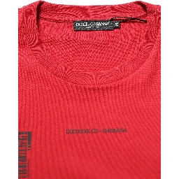 Red Cotton Graphic Print Crew Neck T-shirt