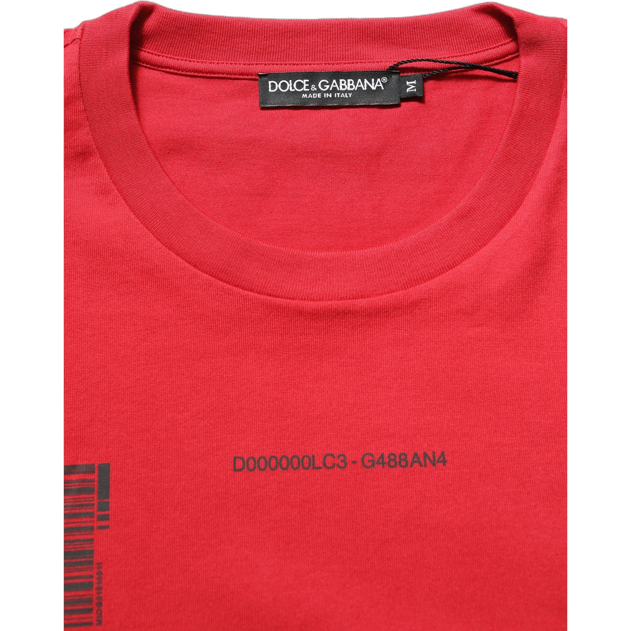 Red Cotton Graphic Print Crew Neck T-shirt