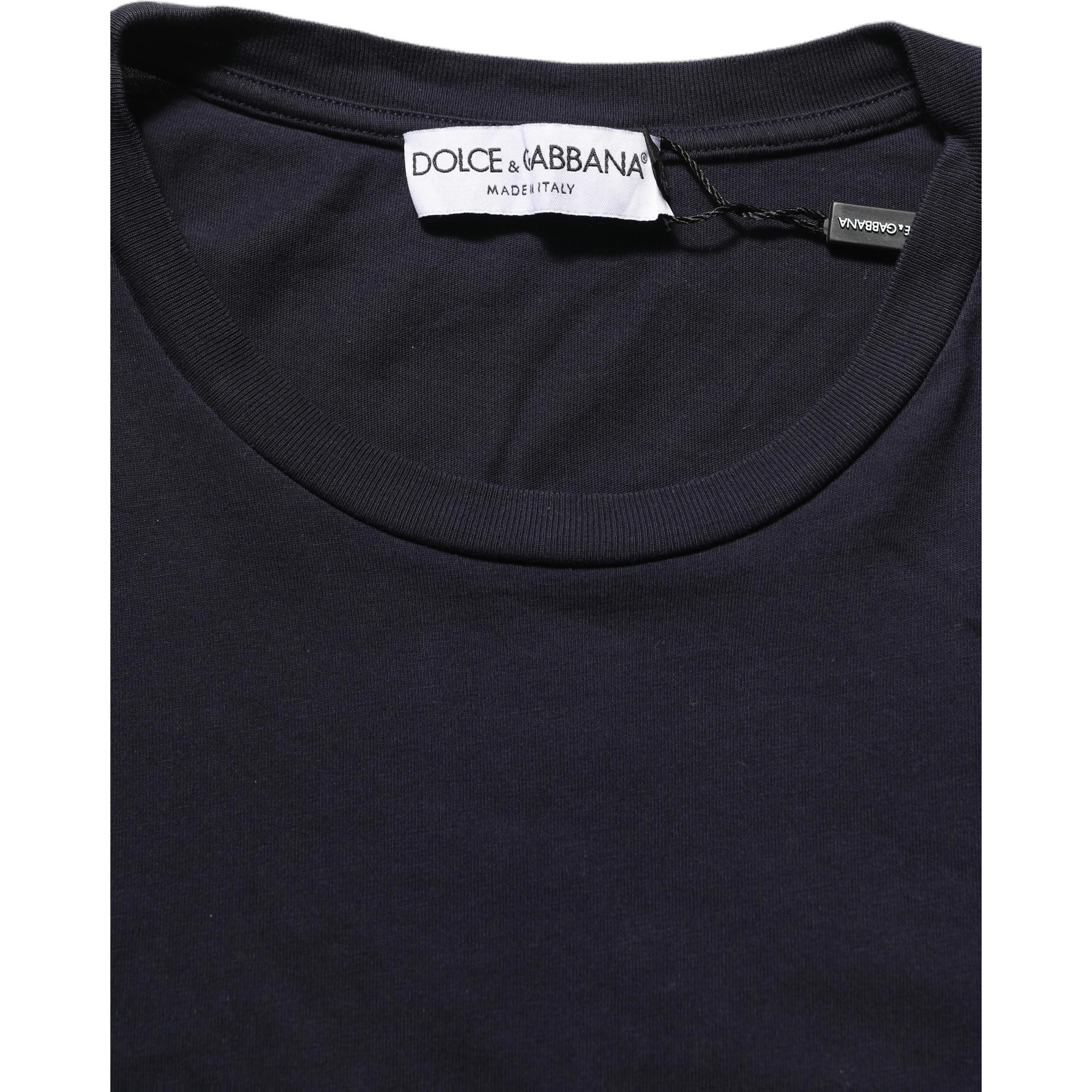 Black Cotton Short Sleeves Crew Neck T-shirt
