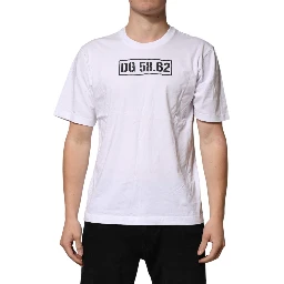 White Cotton Logo Print Crew Neck T-shirt