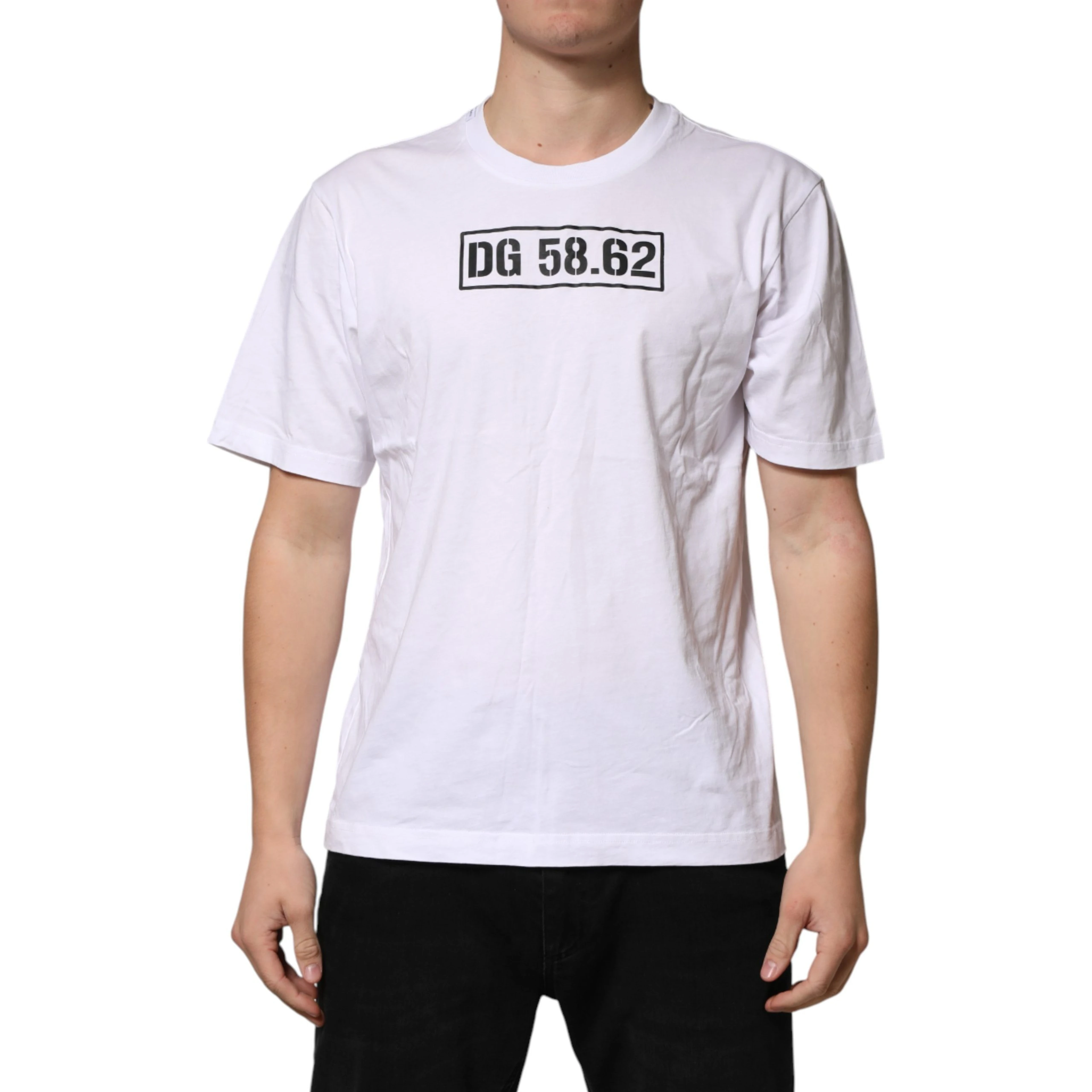 White Cotton Logo Print Crew Neck T-shirt