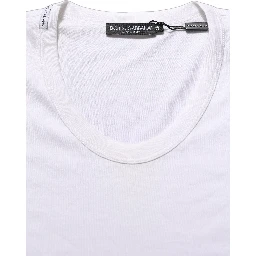 White Cotton Short Sleeve Round Neck T-shirt
