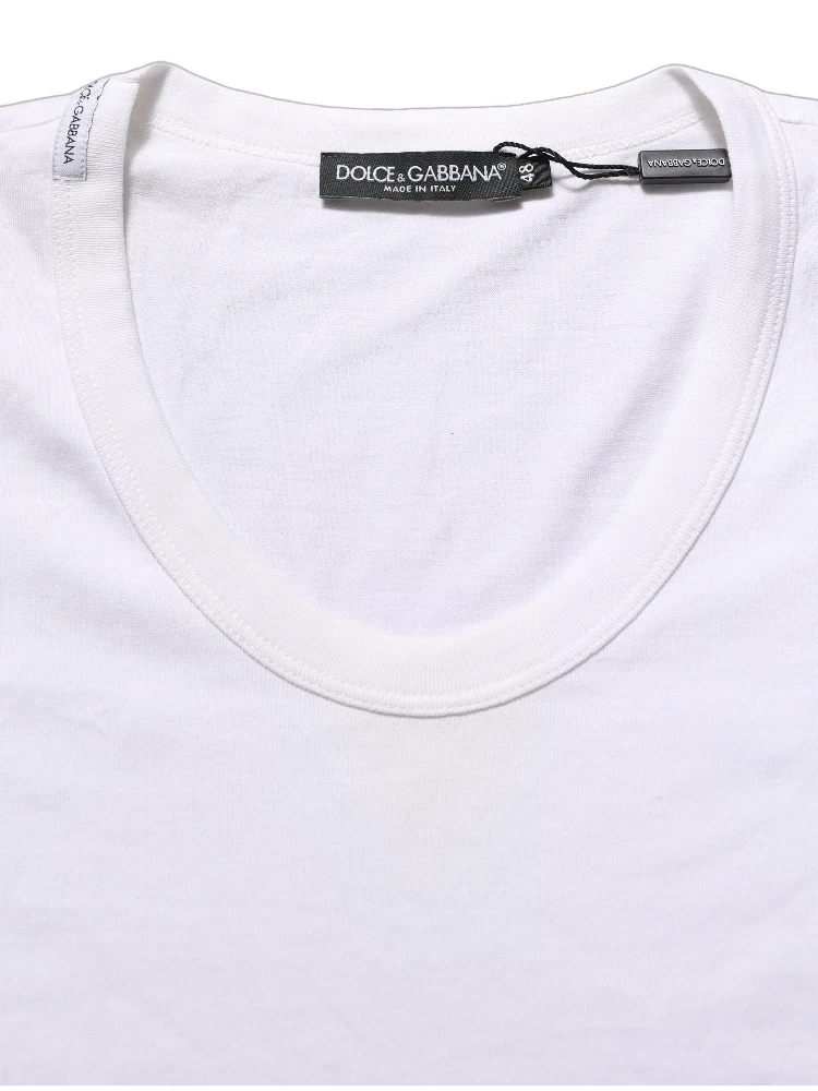 White Cotton Short Sleeve Round Neck T-shirt