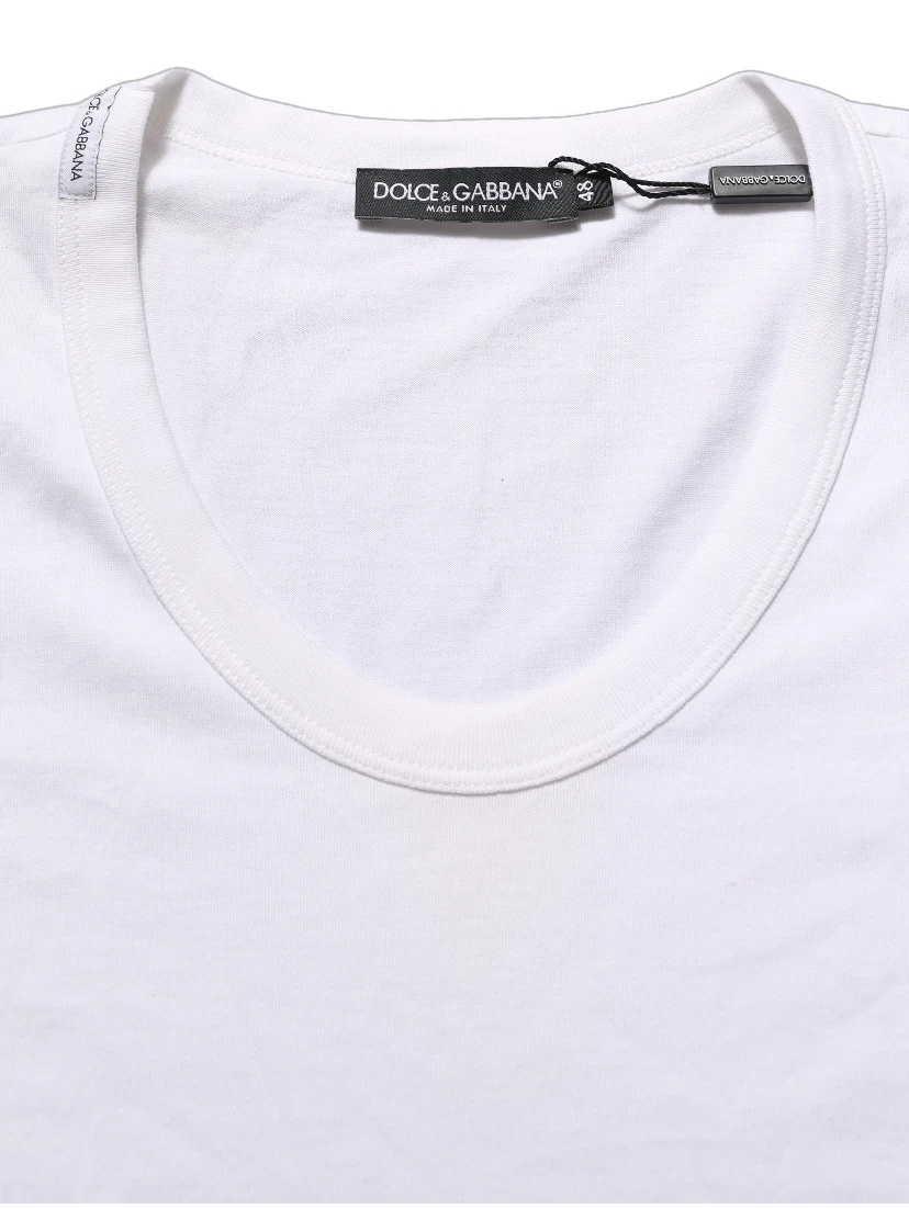 White Cotton Short Sleeve Round Neck T-shirt