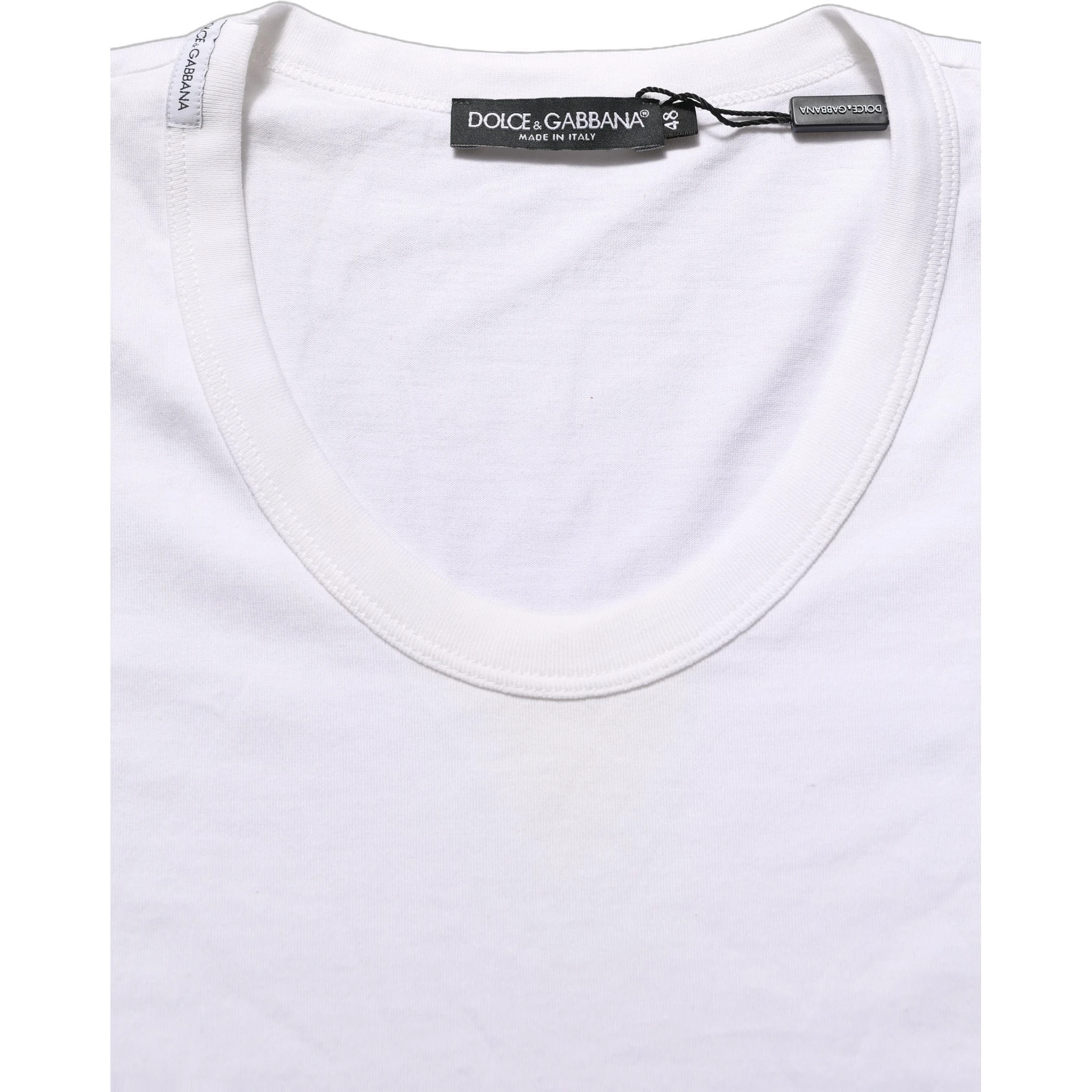 White Cotton Short Sleeve Round Neck T-shirt