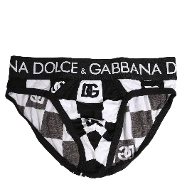 Black White Logo Checkered Midi Brief Underwear