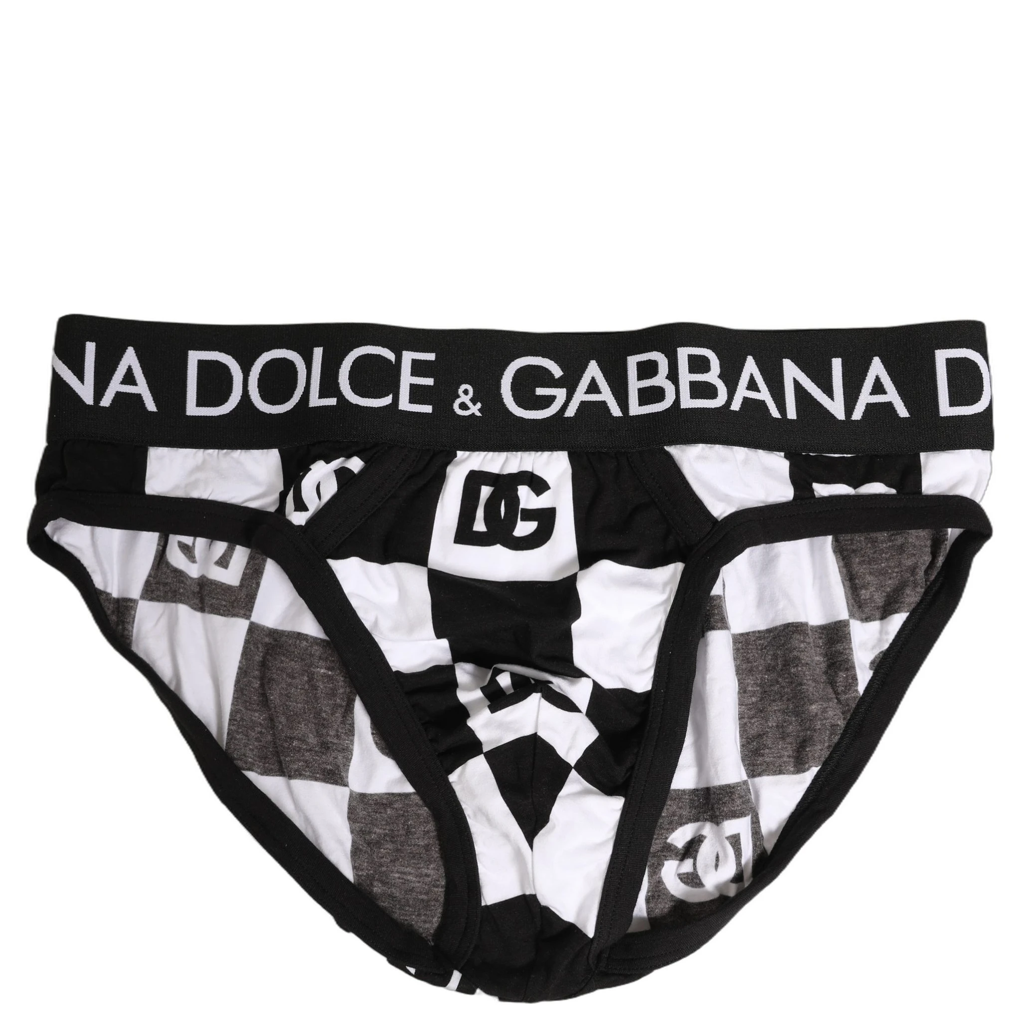 Black White Logo Checkered Midi Brief Underwear