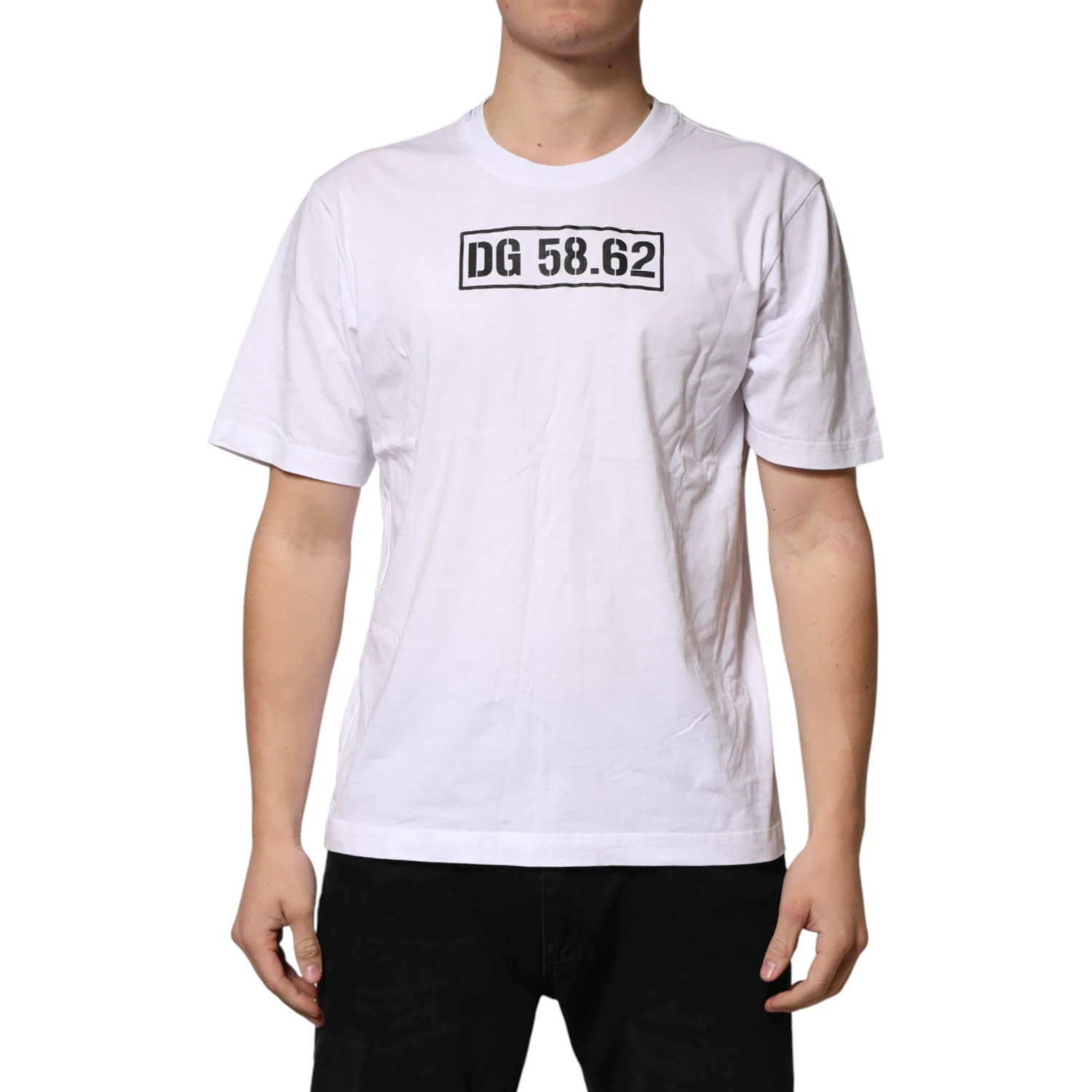 White Cotton Logo Print Crew Neck T-shirt