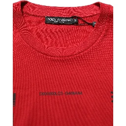 Red Cotton Graphic Print Crew Neck T-shirt