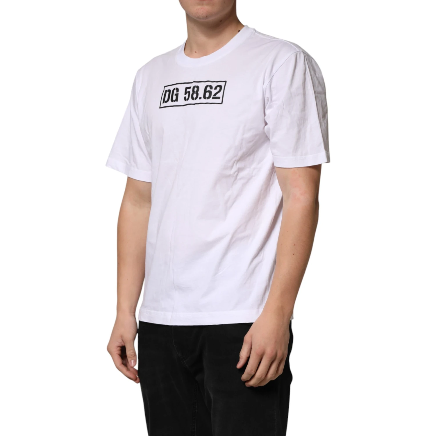 White Cotton Logo Print Crew Neck T-shirt