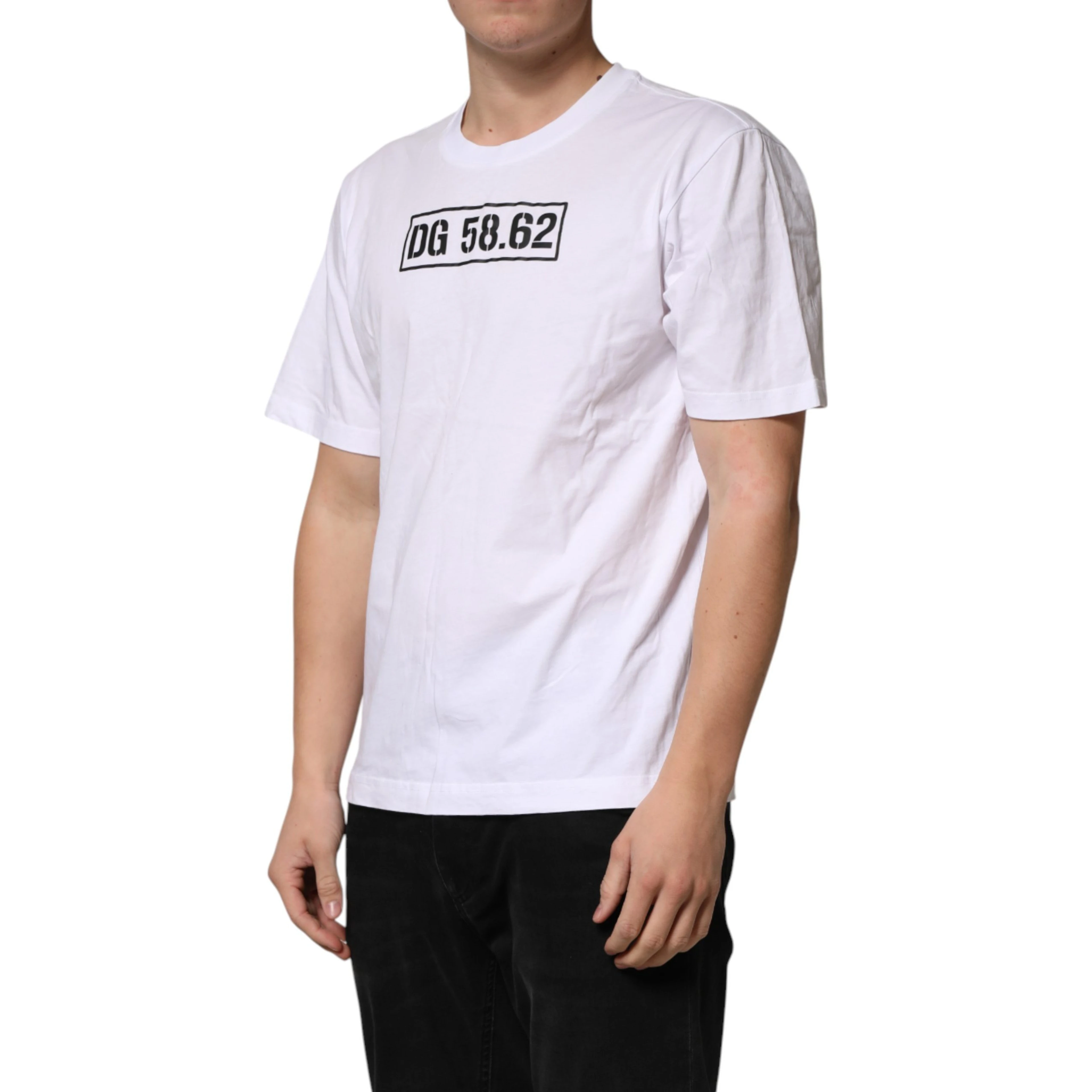 White Cotton Logo Print Crew Neck T-shirt