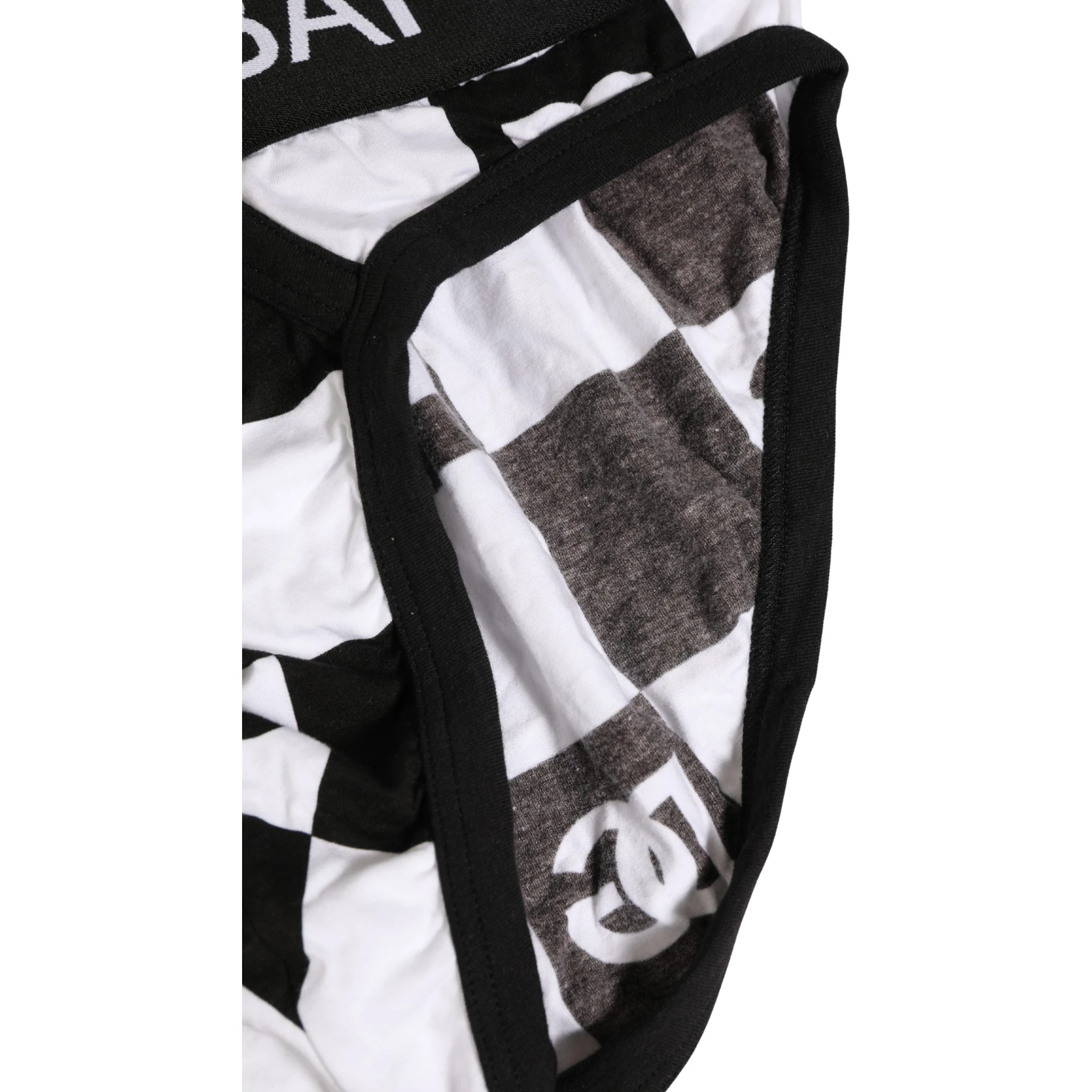 Black White Logo Checkered Midi Brief Underwear