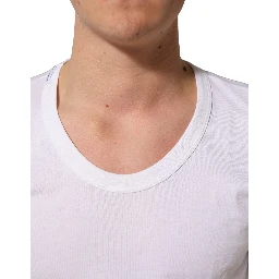White Cotton Short Sleeve Round Neck T-shirt