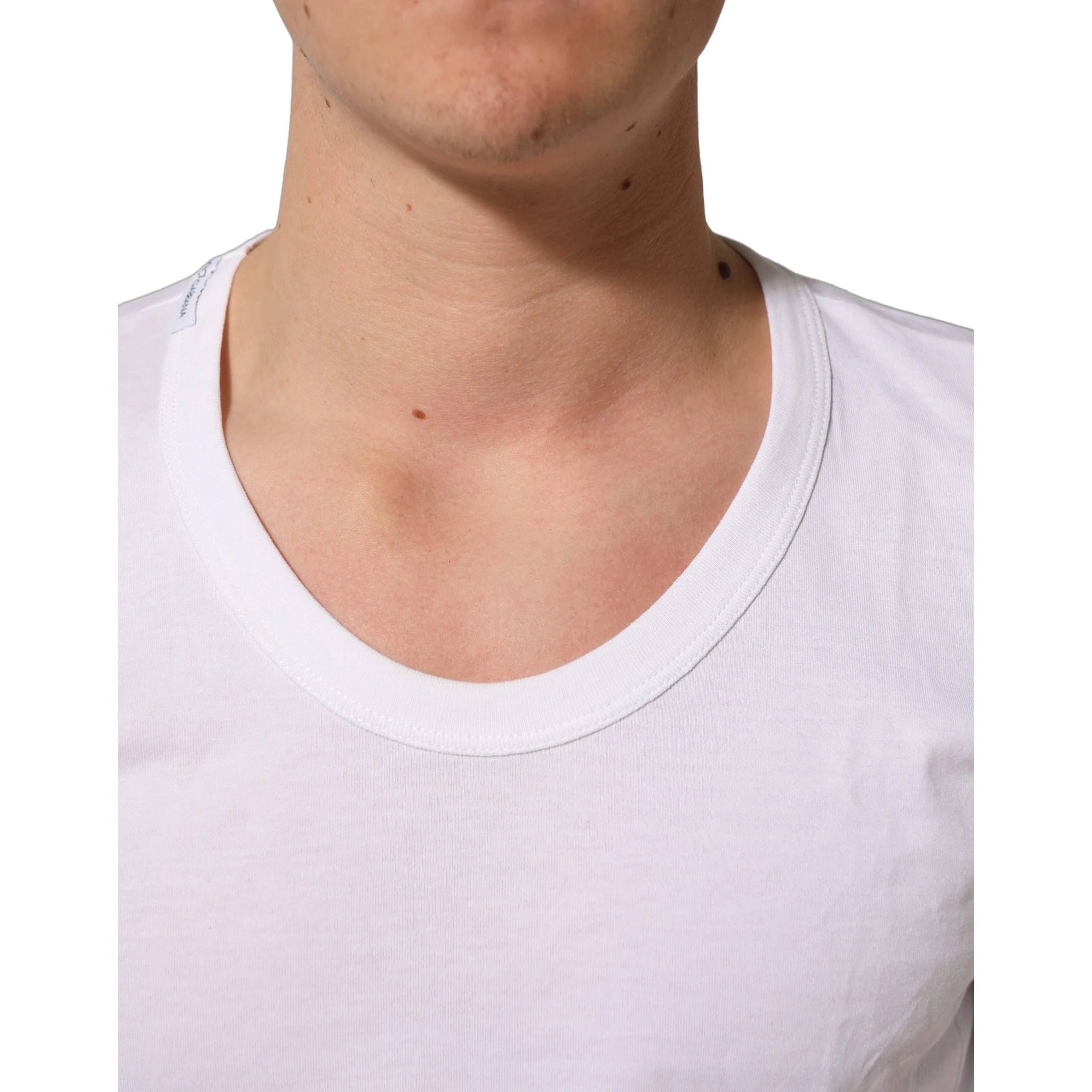White Cotton Short Sleeve Round Neck T-shirt